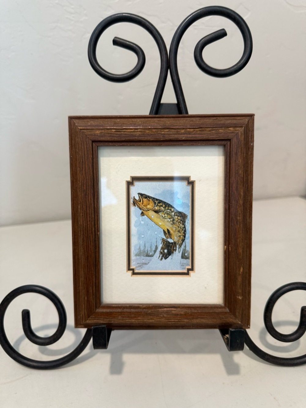 Vintage 1992 ‘A Rising Brown’ Trout Print Framed & Matted‎ Signed by Artist